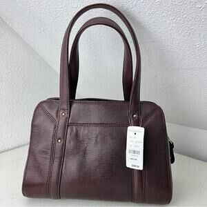 Brooks Brothers Burgundy lizard embossed leather medium satchel NEW